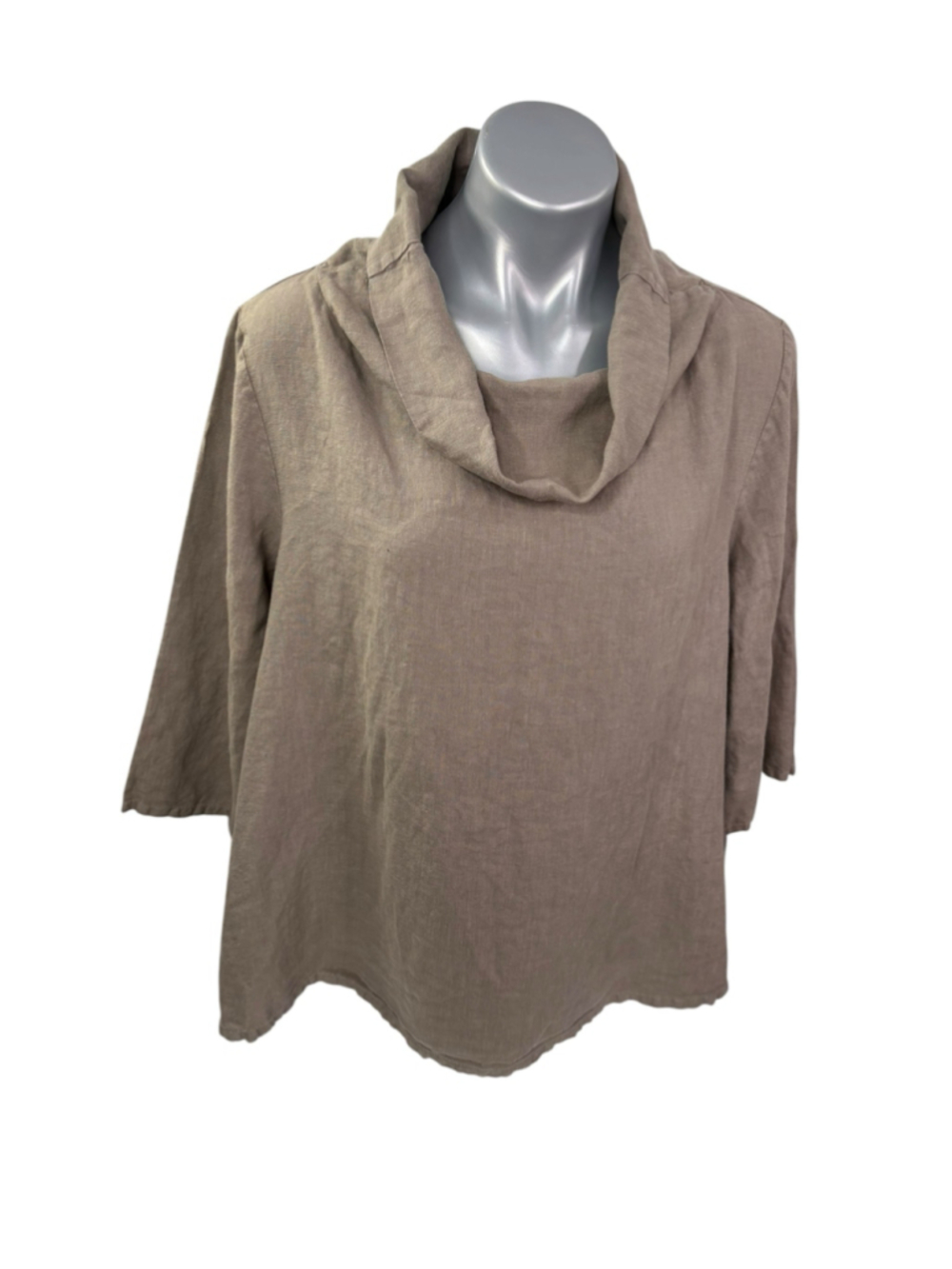 Bryn Walker Pure Linen off-beige cowlneck Blouse size L